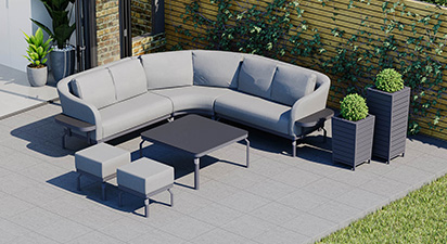 Belgravia 3B - Angled Corner Sofa with Coffee Table and Footstools