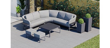 Belgravia 3B - Angled Corner Sofa with Coffee Table and Footstools