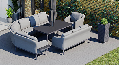 Belgravia 3N - Extended Angled Corner Sofa with Dining Table & Sofas