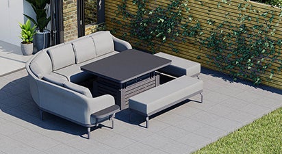 Belgravia 3Q - Extended Angled Corner Sofa with Rising Table and Benches