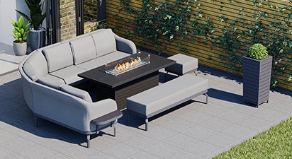 Belgravia 3V - Extended Angled Corner Sofa & Fire Pit Dining Combo with Armchair