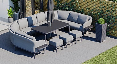 Belgravia 6E - U Shaped Sofa Combo with Dining Table & Footstools