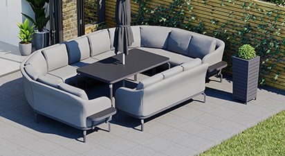 Belgravia 6F - Angled U Shaped Sofa Combo with Dining Table