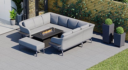 Belgravia 7F - U Shaped Sofa with Gas Fire Pit and Bench