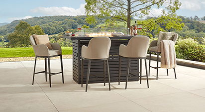 Birkin 6G - 6 Seat Bar Table with Gas Fire Pit  - Greige