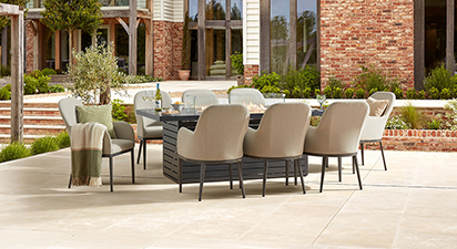 Birkin 8SF - 8 Seat Fire Pit Dining Set - Greige