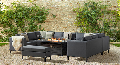 Birkin 7F - U Shaped Sofa with Gas Fire Pit and Bench