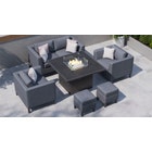 Birkin 10E - 2 Seat Sofa Set with Gas Fire Pit Dining Table and Footstools