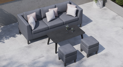 Birkin 11A - 3 Seat Sofa and Coffee Table with Footstools