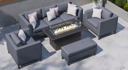 Birkin 11D - 3 Seat Sofa Set with Gas Fire Pit Coffee Table and Bench