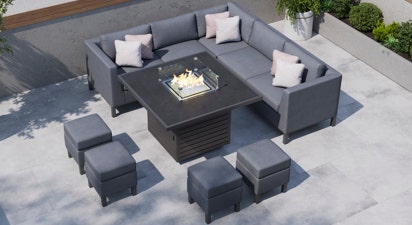 Birkin 1G - Corner Sofa with Gas Fire Pit Dining Table