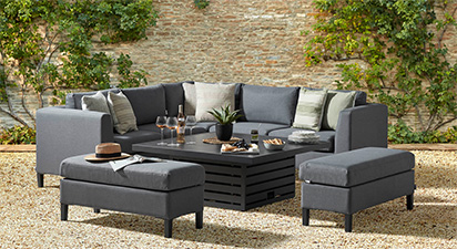 Birkin 1K - Corner Sofa with Square Rising Table and Benches