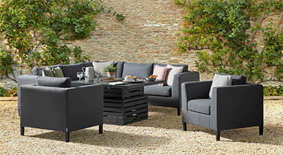 Birkin 1L - Corner Sofa with Square Rising Table and Armchairs