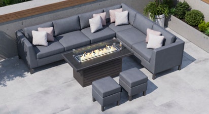 Birkin 2E - Extended Corner Sofa with Gas Fire Pit Coffee Table