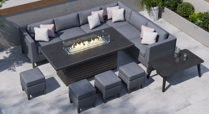 Birkin 2G - Extended Corner Sofa with Gas Fire Pit Dining Table