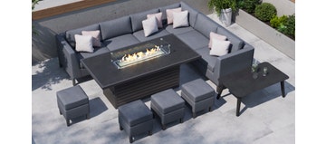 Birkin 2G - Extended Corner Sofa with Gas Fire Pit Dining Table