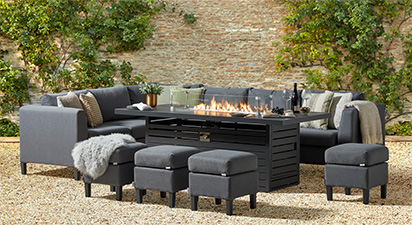 Birkin 2G - Extended Corner Sofa with Gas Fire Pit Dining Table