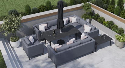 Birkin 2N - Extended Corner Sofa with Dining Table and Sofas
