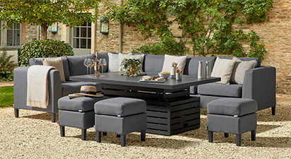 Birkin 2H - Extended Corner Sofa with Rising Table and Footstools