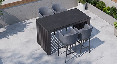 Grey 4 Seater Garden 4 Seat Dining With Ceramic Glass Top Table