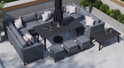 Birkin 5E - U Shaped Sofa with Dining Table and Footstools