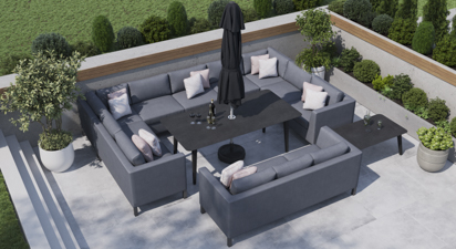 Birkin 5F - U Shaped Sofa Combo with Dining Table and Sofa