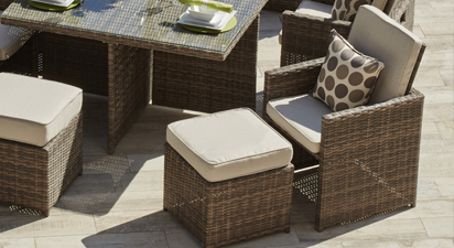 CUBO 2 x CUBE DINING CHAIR BROWN (no footstool)
