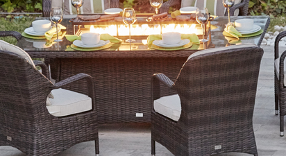 GAS FIRE PIT  DINING TABLE - BROWN