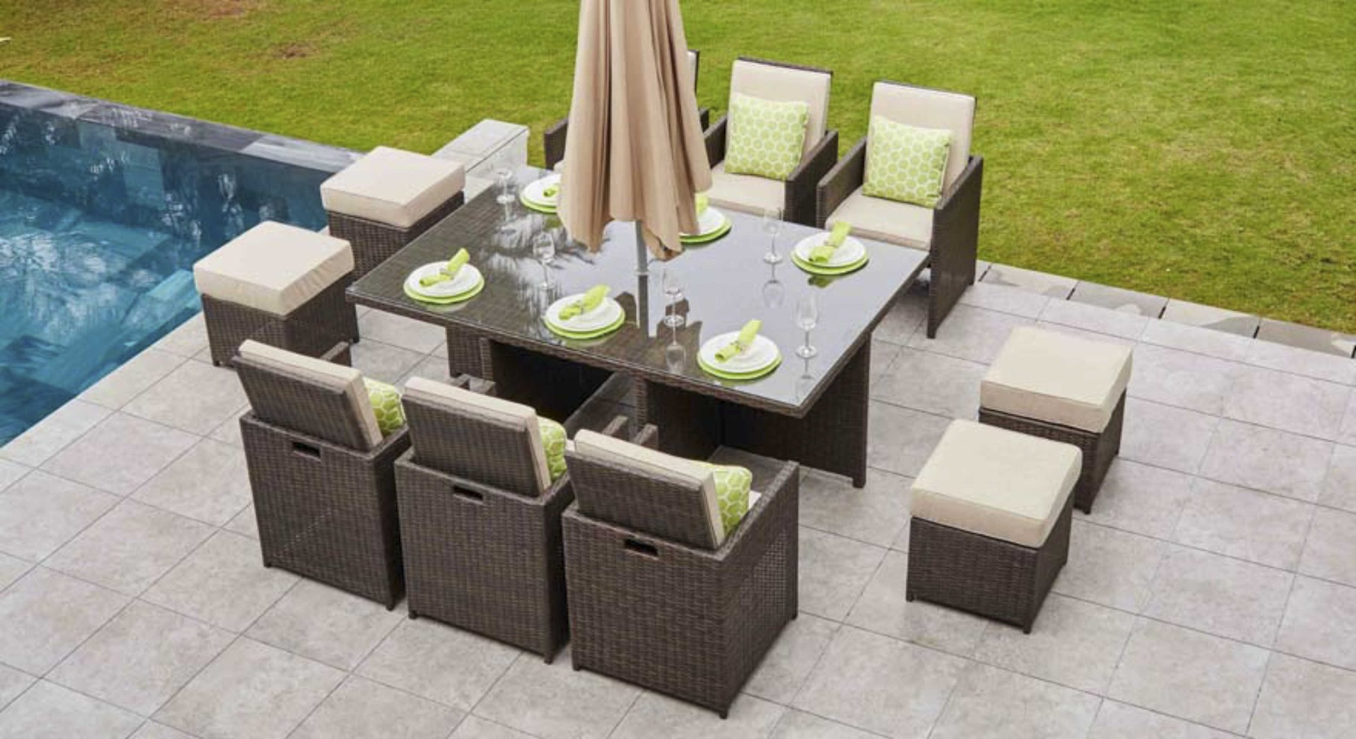 6 seat rattan best sale cube dining set