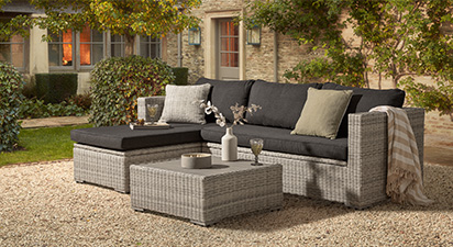 Elio Rattan Storage Chaise Sofa - Light Grey