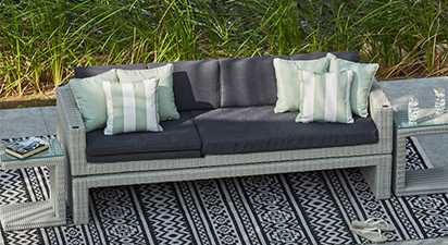 Encore - 4 Seat Sofa and Double Sun Lounger Combo - Light Grey