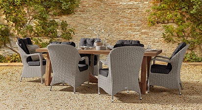 Eton 6W - Eton Dining Chairs & Wooden Table - Light Grey