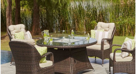 Eton 4 Seat Round Dining Table with Gas Fire Pit