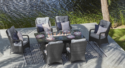 Eton 6 Seat Rectangle Dining Table with Gas Fire Pit