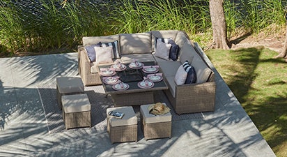 Halo 1J - Corner Sofa with Charcoal Fire Pit Dining Table