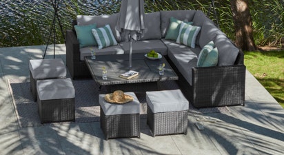 Halo 1F - Corner Sofa with Charcoal Fire Pit Coffee Table