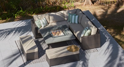 Halo 1N - Corner Sofa and Stone Fire Pit Coffee Table