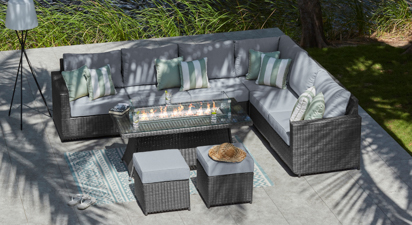 Halo 2E - Extended Corner Sofa with Fire Pit Coffee Table