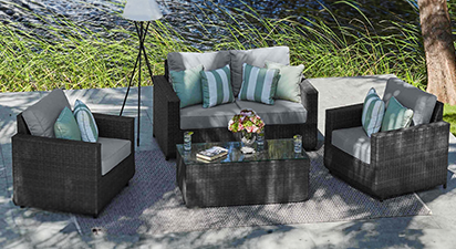 HALO 3 - with 2 Seat Sofa, Coffee table & 2 x Sofa Armchairs - Mixed Grey
