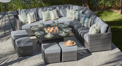 Halo 3G - Angled Corner Sofa with Fire Pit Coffee Table