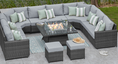 U shape shop rattan sofa set
