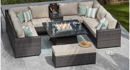Halo 7E - U Shaped Sofa with Fire Pit and Armrest Drinks Cooler