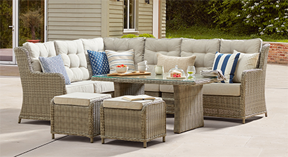 Hampshire 2B - Extended Corner Sofa with Coffee Table & Footstools - Grey