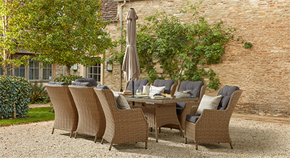 Hampshire 8S - 8 Seat Dining Set - Natural