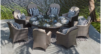 Hampton 8 Seat Round Dining Table with Hidden Drinks Cooler