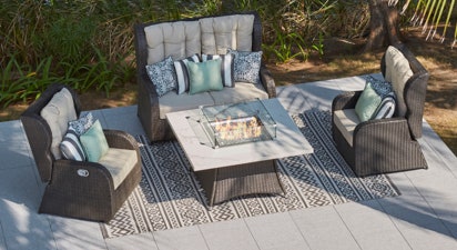 Henley 20 - 2 Seat Sofa and Gas Fire Pit Coffee Table