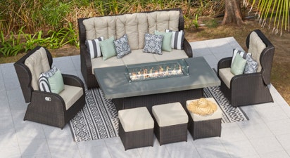 Henley 27 - 3 Seat Sofa Set and Gas Fire Pit Dining Table