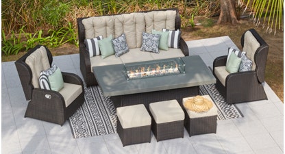 Henley 27 - 3 Seat Sofa Set and Gas Fire Pit Dining Table