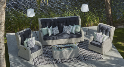 Henley 6 - 3 Seat Sofa with Drinks Coffee Table and Armchairs