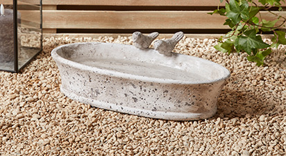 Large Stone Bird Detail Bowl